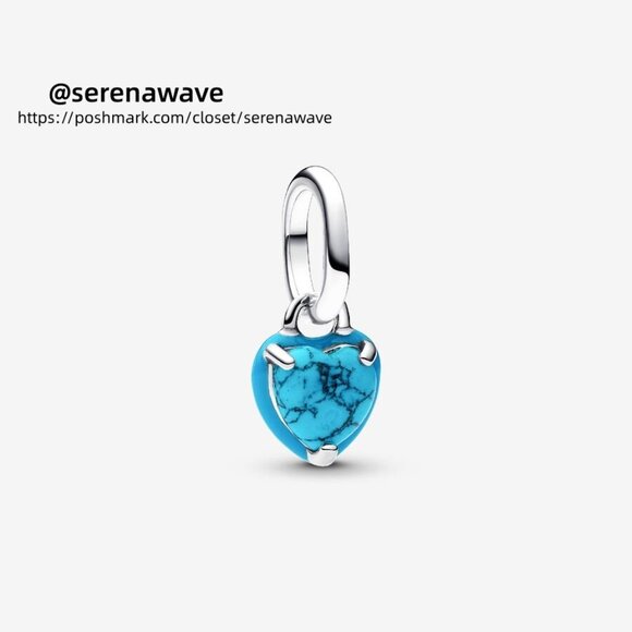 Pandora Turquoise-colored Heart Mini Dangle Charm - Picture 1 of 2